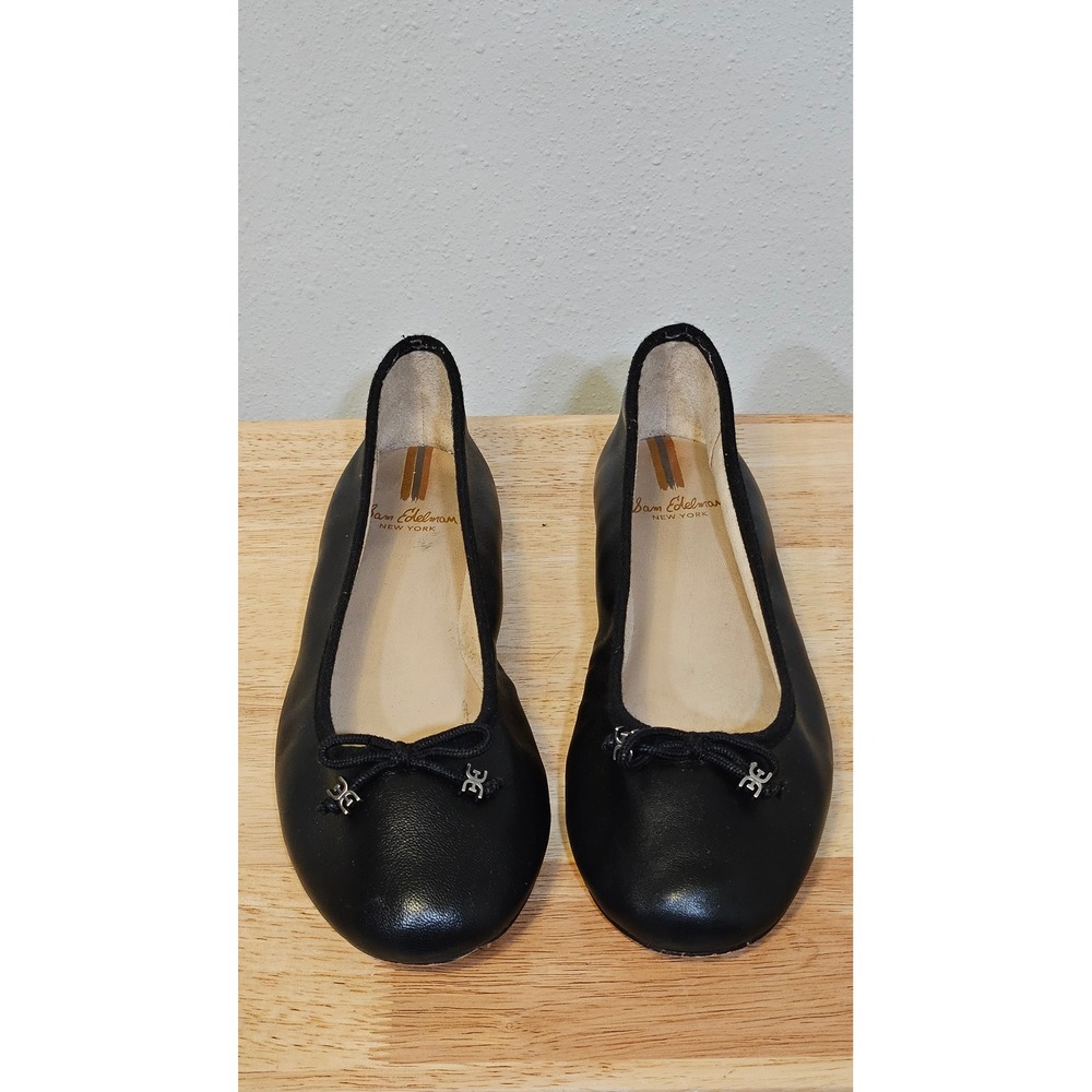 Sam Edelman Felicia Ballet Flat Women Size 8 Black Good Leather Bow Classic